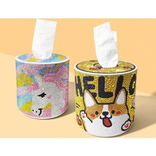New Diamond Painting Roll Cylinder Tissue Box 5D Cartoon Animal Unicorn Storage Box For Childrens DIY Puzzle Home Decor Gift