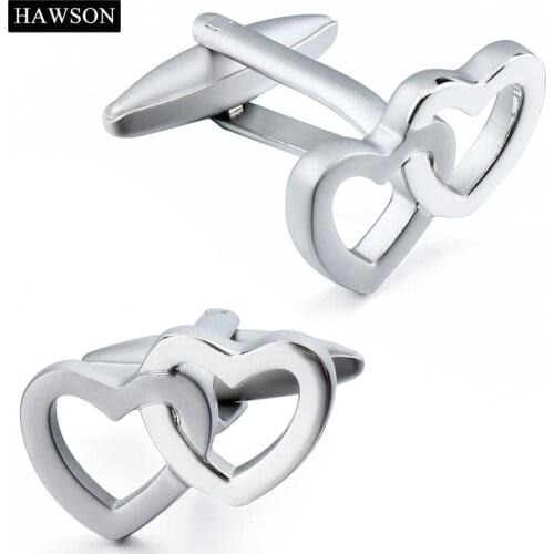Romantic Double Heart Wedding Cufflinks For Grooms Copper Base Love Cuff links Best Gift for Valentines