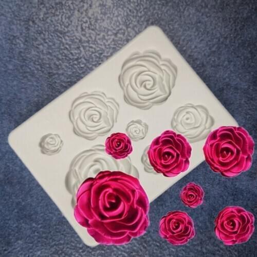 DIY Silicone Fondant Mold Floral Rose Shape 7 Hole Chocolate Moulds Cake for Baking J2Y