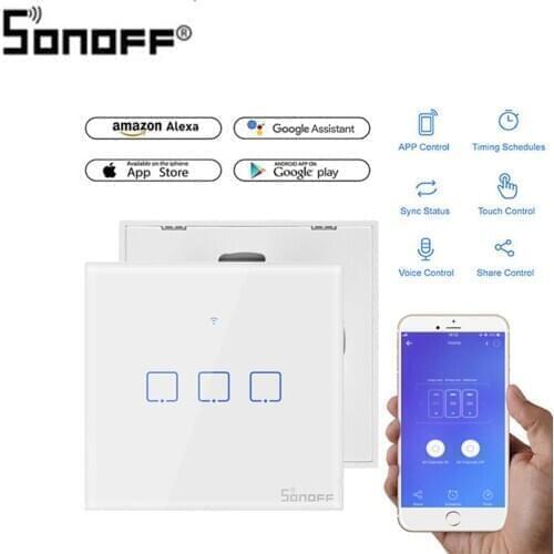 Sonoff T2 EU/UK/US Standard 1/2/3 gang TX 433Mhz RF Remoted Controlled Wifi Switch With Border Works With Alexa Google Home