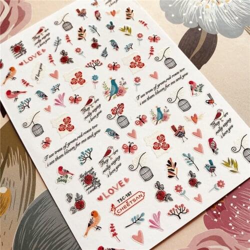 TSC-126-167 Cuckoo Magpie Owl 3D Back glue Nail decal Nail sticker Nail decoration Nail art Nail tool Nail ornament