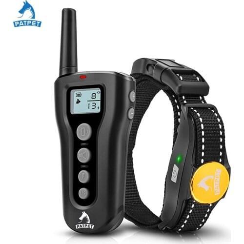 Patpet Anti Bark Collar Dog Shock Training Collar Electric Strap 1000Ft for Small Dogs Canine Equipment Supplies Accessories