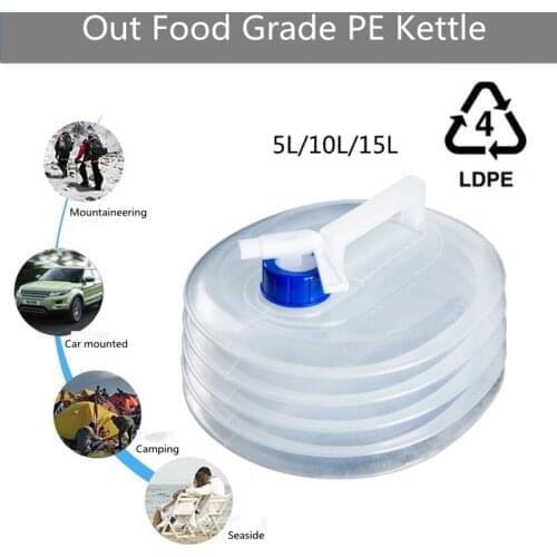 Outdoor Folding Portable Water Bag With Faucet Car Water Storage Bag Bucket Emergency Water Bag Car Camping Plastic PE Kettle