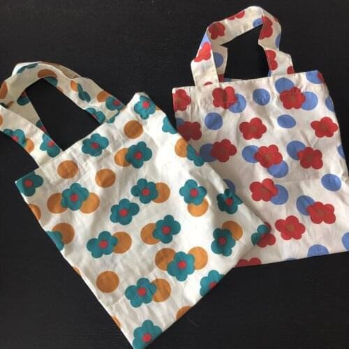 Vintage Womens Small Tote Shopping Bag Retro Floral Pattern Ladies Thin Cotton Shoulder Bags Female Portable Purse Handbags