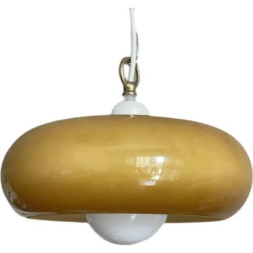 Vintage yellow oval glass pendant lights bedroom antique living room dining room pendant lamps study hanging decor lighting