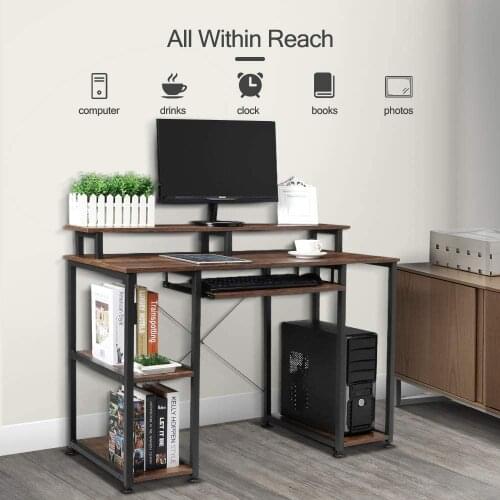 High-Quality Wooden Computer Desk Retro Laptop/desktop Computer Gaming Desk Study Workstation Office Home Furniture with Rack