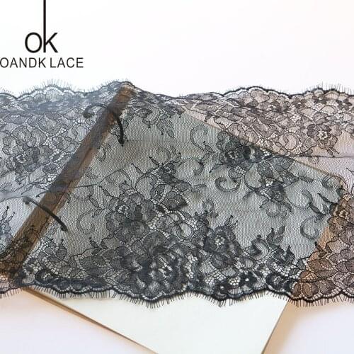 1 m long 24 cm wide eyelash lace fabric DIY decorative high quality soft nylon eyelash lace decorative wedding dress fabric