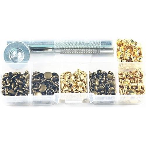 120 sets of metal rivets double cap side round fastener leather belt wallet bag shoes decoration DIY clothing nail head nails