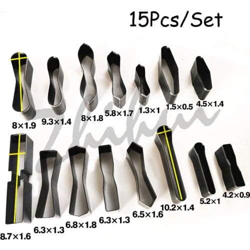 15 Pcs/Set Zipper Pull Die Cutting Knife Mould Set DIY Cutting Mold Dies For Leather Blade Cutter DIY Leather Cloth Paper Crafts