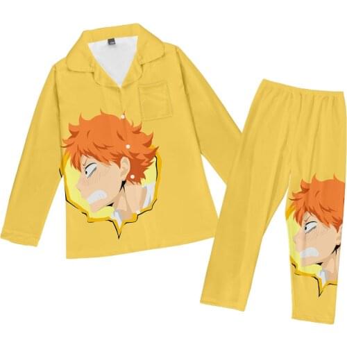 2021 Haikyuu!! Summer Silk Women Long Sleeve Pajamas Sets With Pants Silk Pijama Home Sleepwear Satin Hip hop Pyjamas Clothes