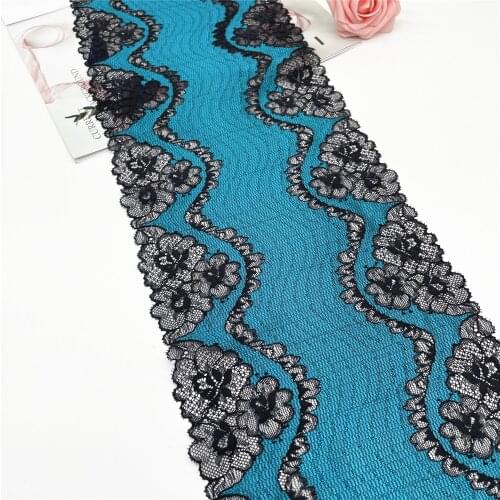 3y/lot 8 1/4 inch 21cm Blue Blk Elastic Stretch Lace trim For Clothes Skirt Hem Underwear Sewing Craft DIY Apparel Fabrics Lace
