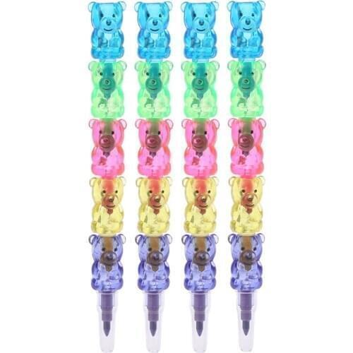 4Pcs 5 Colors Stacker Swap Cute Snowman crayon For School Children painting Toys