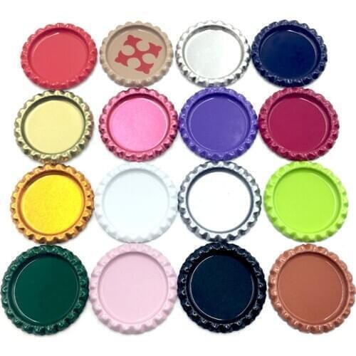 48pcs/lot Inside 1 Inch 25mm Two- Side Colored Round Flattened Bottle Caps Diy Hairbow Hair Bows Necklace Decoration Accessories