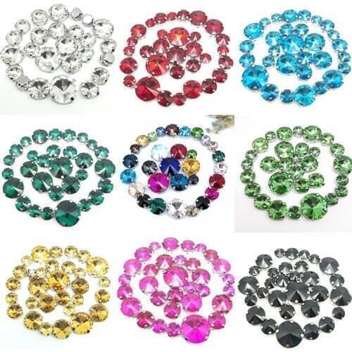 5 SIZES 30PCS Free shipping! Mix satellite size Glass Crystal sew on rhinestones with silvery claw Diy wedding dress decoration