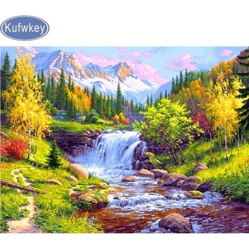 Diamond embroidery autumn scenery mosaic needlework of rhinestones 3d diy diamond painting Brook home Decoration diamond pattern