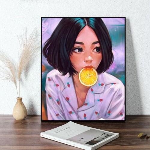 Diamond Painting Girl Illustration Painting Diamond Cartoon Poster Cross Stitch Art Diamond Embroidery Home Decoration 5D Diy