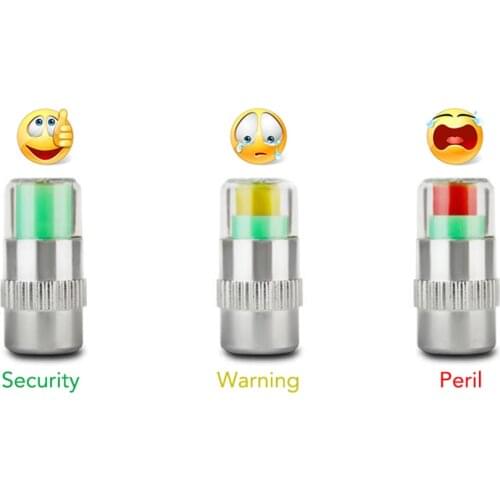 4PCS Car Auto Tire Pressure Monitor Gage Alert Sensor Indicator Valve Caps Wheel Tires Valves Tyre Stem Air Caps Airtight Cover