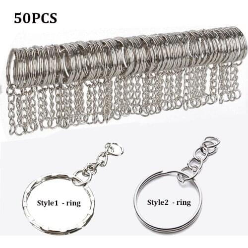 50 Pieces of Metal Key Chain Simple Key Ring Car Key Ring Wholesale Luxury Keychain Stainless Steel Keychain Band
