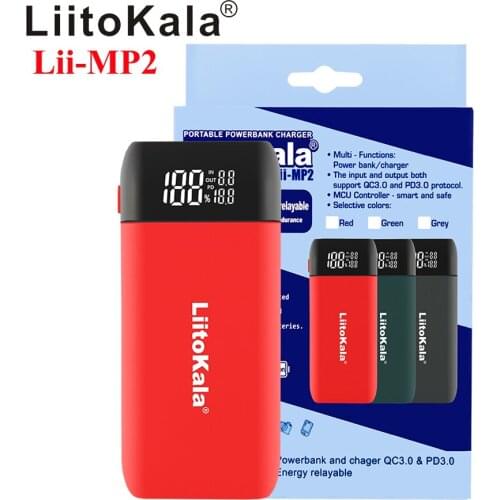 LiitoKala Lii-MP2 Fast Charger 18650 Power Bank Portable Type C Input QC3.0 Charging For 18700 20700 21700 18650 Battery Charger