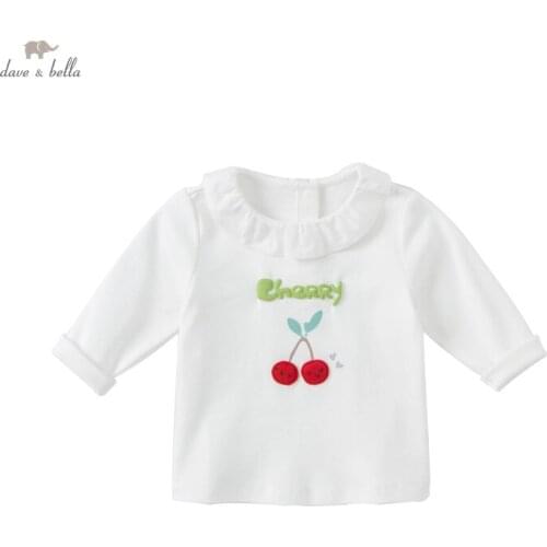 DBJ18283 dave bella autumn baby girls cute cartoon letter T-shirt children tops kids girl fashion tees