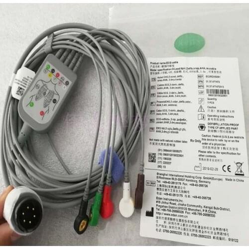 EDAN Original Monitor Heart Wire One 5-lead Machine End 6-pin Anti-defibrillation Button American Standard 3.4M