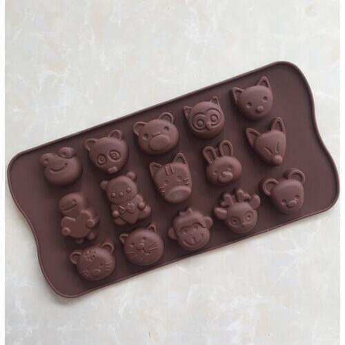 DIY Baking Mould 15 Even Animal Chocolate Mold Silica Gel Jelly Pudding Handmade Soap Mold XG218
