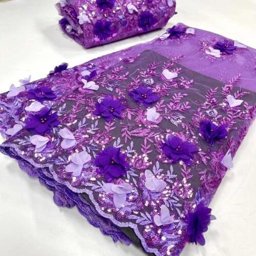 French Lace Fabric Fashion High Quality Black Handwork Circle 3D Flowers Fabric African Beautiful Mesh Lace Fabric With Beads CD