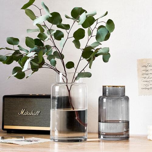 Creativity Simple Transparent Glass Vase Modern Living Room Decoration Office Desktop Art Vase Nordic Home Desk Decoration