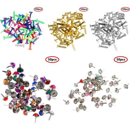 Round Metal Iron Mini Brads Imitation Pearls Diamond Nails Embellishment For DIY Handmade Crafts Decor Accessory Fastener Brads