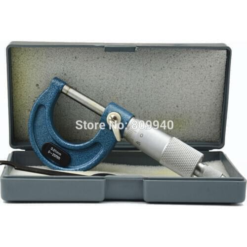 High quality Blue Frame Stainless Steel 0-25mm Outside Micrometer 25mm micrometer thickness caliper measuring gauge tool