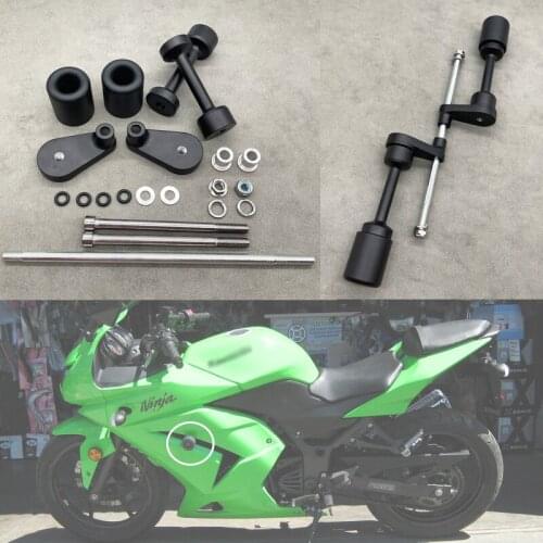 Motorcycle Black Fiber Look No Cut Frame Sliders Crash Protector For Kawasaki Ninja 250 250R EX250 2008 2009 2010 2011 2012