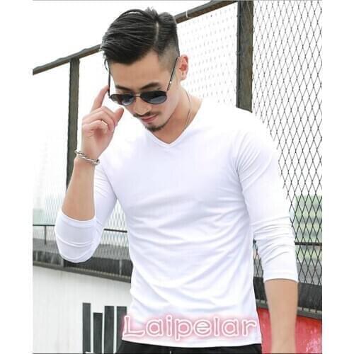 Mens long sleeve T-shirt men long sleeve v-neck t-shirts Laipelar