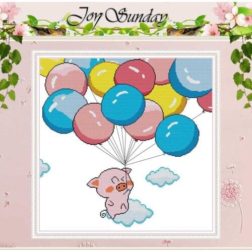 Balloon And Pig Animals Pattern Counted 11CT 14CT Cross Stitch Set DIY Chinese Cross-stitch Kit Embroidery Needlework Home Decor