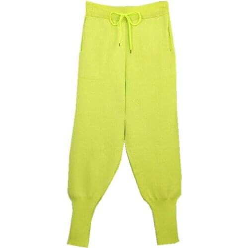 2021 Spring Autumn New Trousers Women Korean Version Loose Knit Trousers High Waist Casual Radish Pants Female Wild Harem Pants