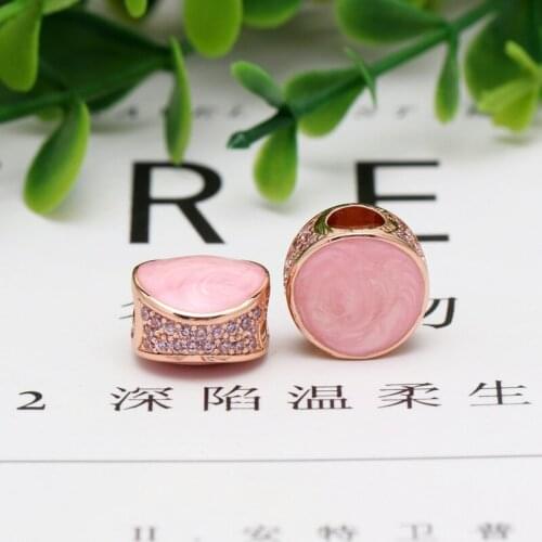 New Original 925 Sterling Silver Beads Rose Pink Swirl Charm Clear CZ Fit Pandora Bracelets Women DIY Jewelry Dropship