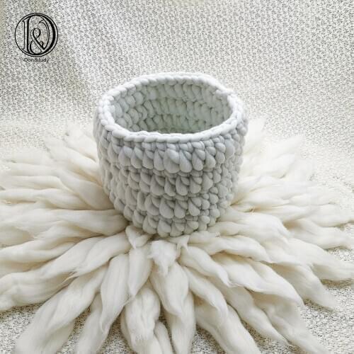 Don&Judy Basket Nest+ Wool Blanket +150*100cm Backdrop 3pcs/set Photo Newborn Blanket Background for Photo Shoot Prop