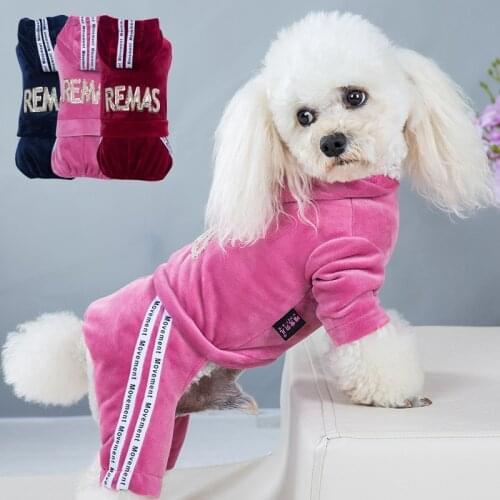 Autumn Dog Sweatshirt Letter Decorate Fleece Dog Clothes for Small Dogs Puppy Jumpsuit Yorkie Outfits Winter Warm Pet Clothing