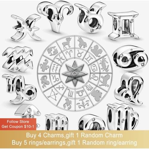 Volayer 925 Sterling Silver Beads 12 Constellations Charms fit Original Pandora Bracelets Women DIY Jewelry