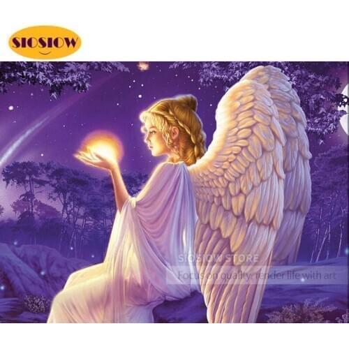 Full Drilling 3d Diamond Embroidery Guardian Angel Paintings Rhinestone 5D Diamond Painting Elfin Crystal Mosaic Home Decoration