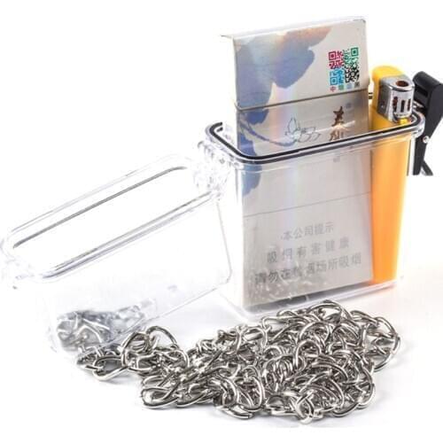 Transparent Waterproof Clear Cigarette Case Box Neck-hung Portable Plastic Lipstick Lighter Card Storage Box Holder