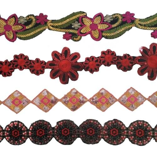 Garment section with embroidered sequins applique decoration dress DIY sewing clothing supplies materials for sale in whole