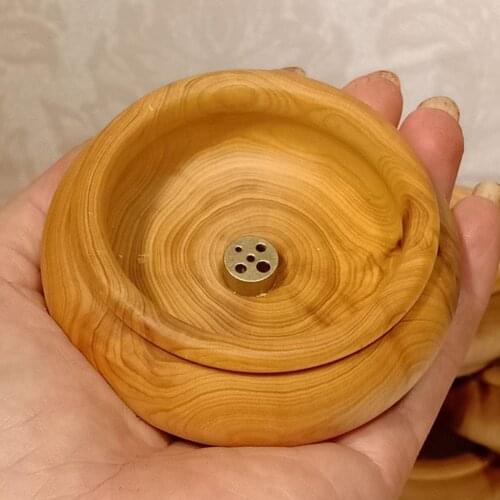 Wood carving / Wooden Cypress Vintage Folk figures Natural status Hand Carving incense holder incense burner burning incense coi