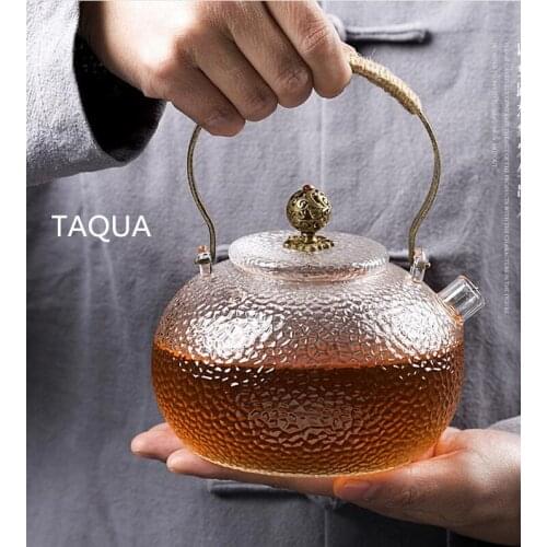 TAQUA Manual fire resistance to high temperature cook kung fu tea glass tea set Japanese copper kettle boil girder pot of water