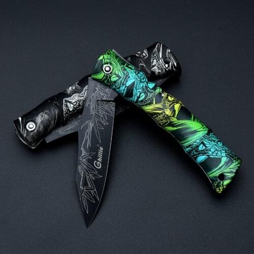 Folding Knife Key Ring Chain Fruit Camping Outdoor Survival EDC Pocket Stainless ABS Skull Pare Cutter Razor Open