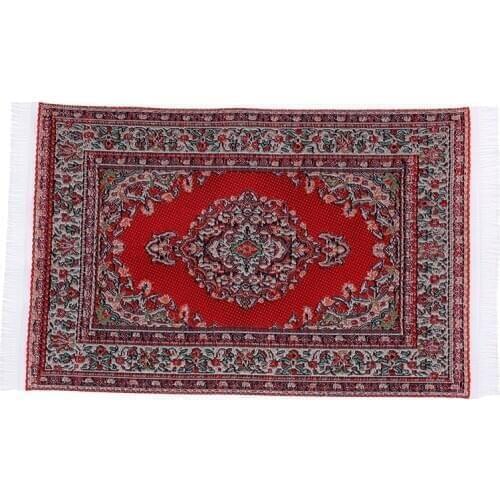 1:12 Woven Floral Rug Floor Coverings Gifts Dollhouse Miniature Embroidered Carpet Decoration Craft Figurines Toys