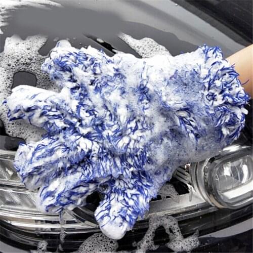 Coral Velvet Knitted Gloves Super Soft Microfiber Car Detailing Dust Removal Gloves Car Wash Cleaning Gloves