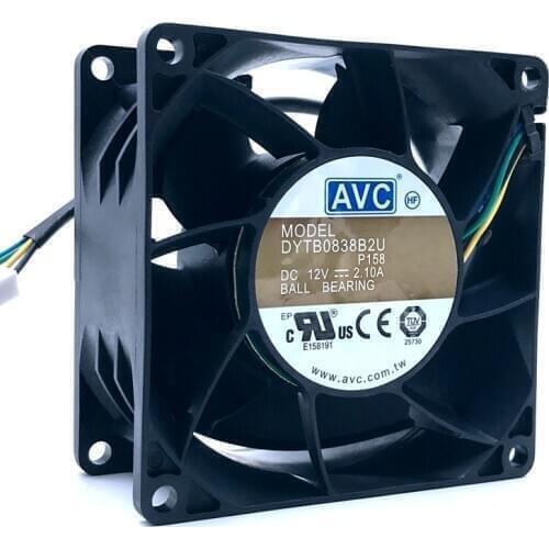 12v Ball Bearing Cooling Fan 8038,New for AVC DYTB0838B2U 2.1A 80X38mm 4-pin PWM,High Speed CFM Air Flow,for Car Boost Miner