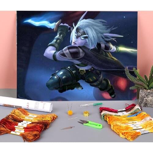 World Of Warcraft Printed Fabric 11CT Cross Stitch Patterns DIY Embroidery DMC Threads Needlework Knitting Handmade Mulina