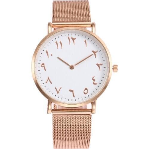 Ladies Unique Arabic Numbers Watches High quality Brand Stainless Leather Watch Trend Rose Gold Wrist Watch Relogio Feminino