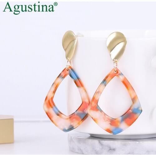Agustina women drop earrings fashion jewelry dangle earrings pink acrylic long earrings geometry earring boho wholesale korean